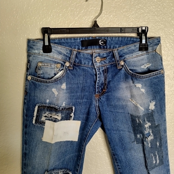 Just Cavalli Distressed patchwork Jeans sz 30 - Picture 10 of 11